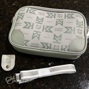 Maison Kitsuné Gray and green Crossbody Bag set